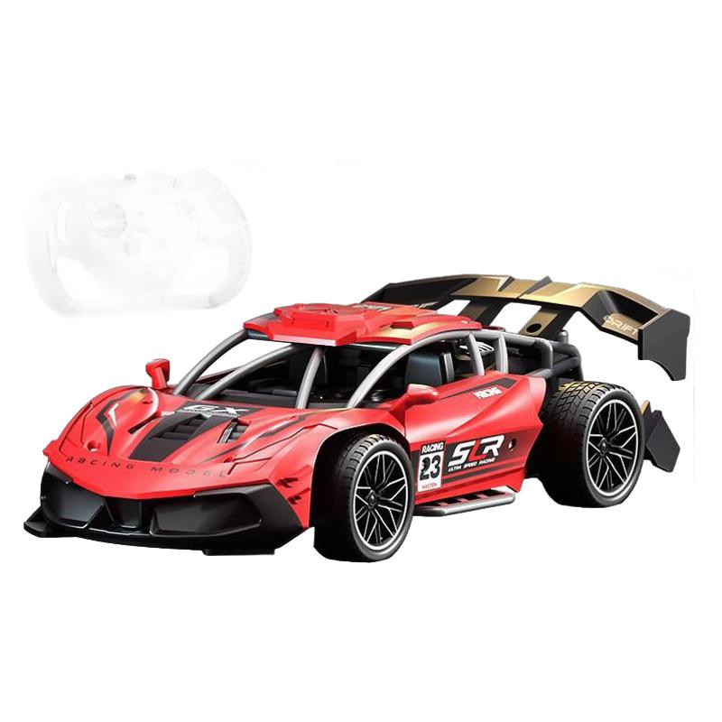 競速リモコン自動車噴霧超走充電版無線ドリフト可耐転写レーシングカー電動男児玩具車24 cm噴霧ドリフトリモコンレーシングカー-赤