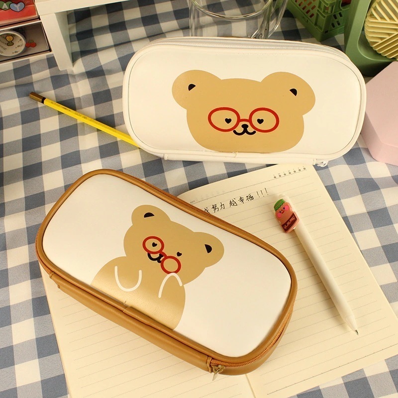 ins ニホンクマ 筆箱 ガールハート 文具 筆箱 シンプル かわいい 大容量 Pu 筆箱