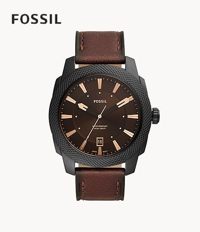 フォッシル FOSSIL 腕時計 MACHINE 三針デイト ダークブラウン LiteHide レザーウォッチ FS5972 メンズ アナログ 正規品