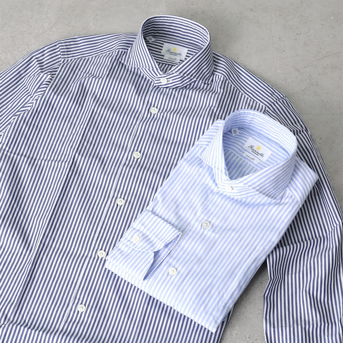 GIANNETTO ジャンネット シャツ VINCI FIT ヴィンチフィット AC262 メンズ コットン カッタウェイ 長袖 ストライプ カラー2色