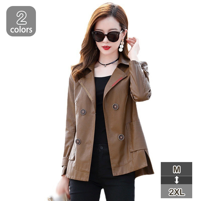 トレンチコート レザー PU ジャケット コート 体型カバー 大きいサイズ シンプル レディース 秋 アウター 上着 春 秋 コート 通勤 カジュアル 着回し力 着痩せ 体型カバー ポケット トップス