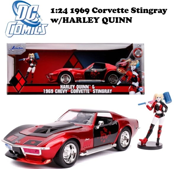 ハーレイクイン ダイキャストメタル 1:24 DC COMICS 1969 CORVETTE STINGRAY w/HARLEY QUINN