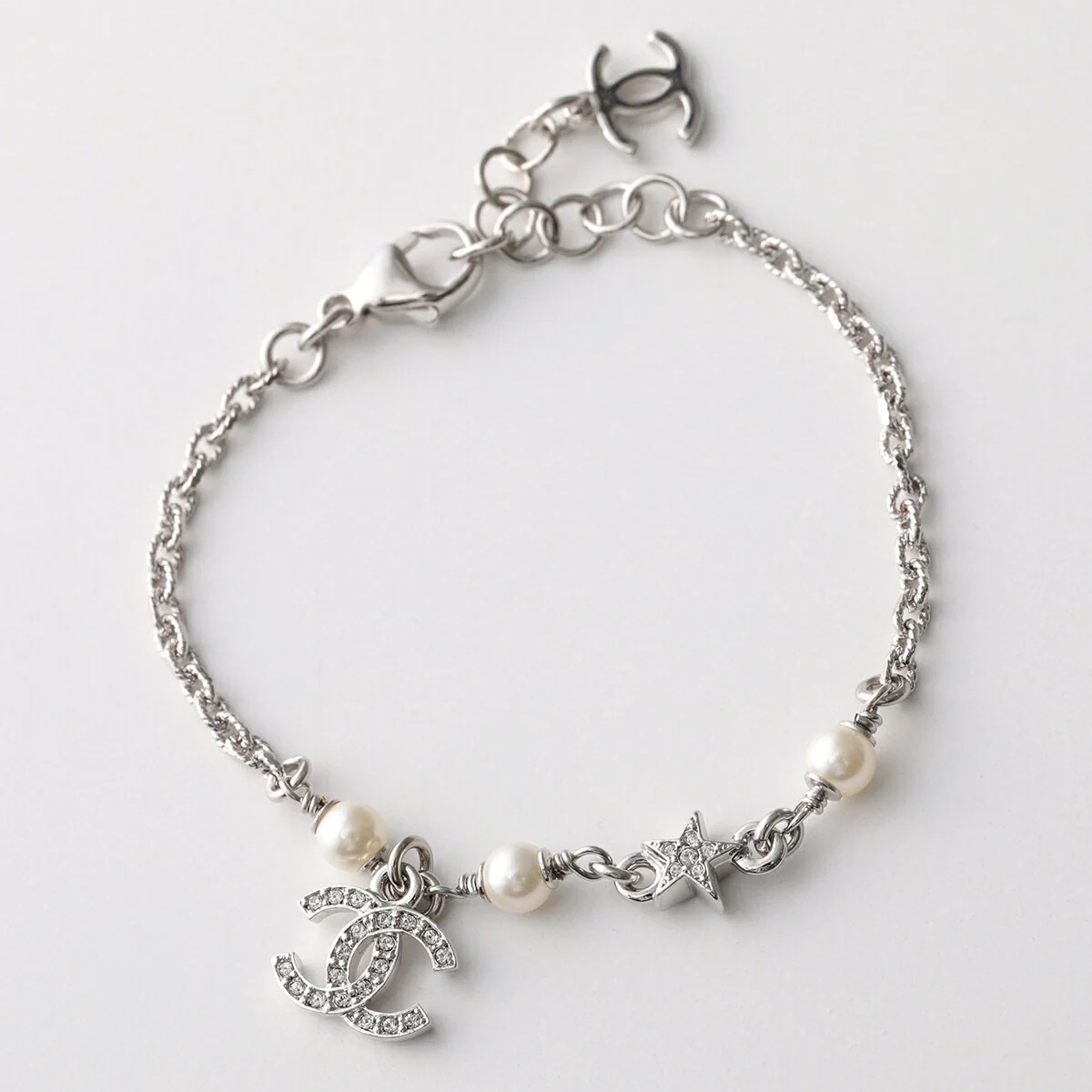 CHANEL シャネル ブレスレット ABF745 B20575 レディース パール ラインストーン スター ココマーク CCマーク スクリューチェーン メタル U0940