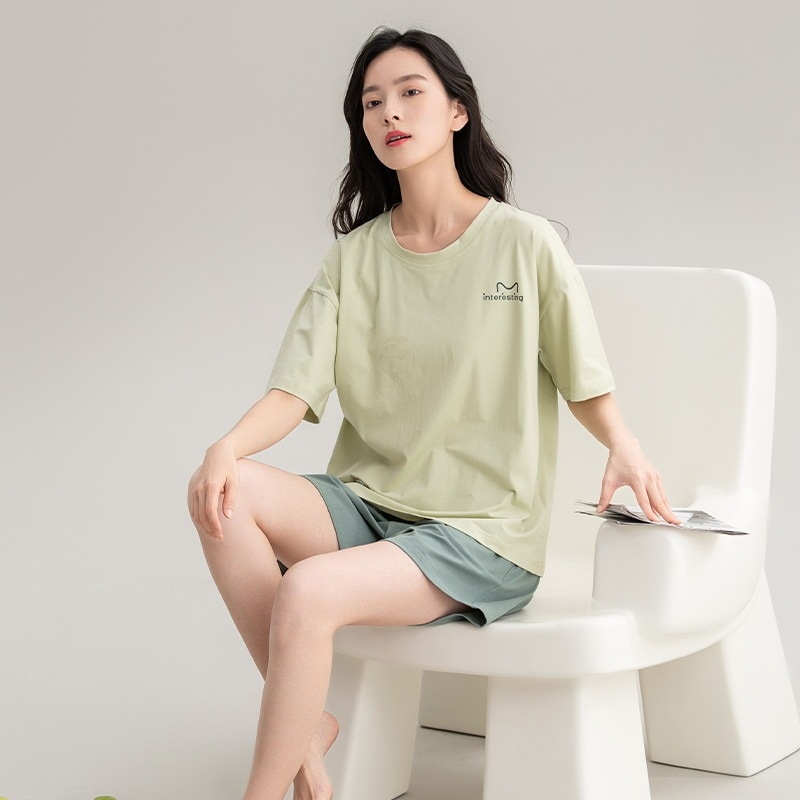 【1点購入 で10点 プレゼント】女性のためのパジャマピュアコットン半袖ショーツ快適でハイエンドの感覚は女性用ホーム衣料品スーツのために外に着用できます