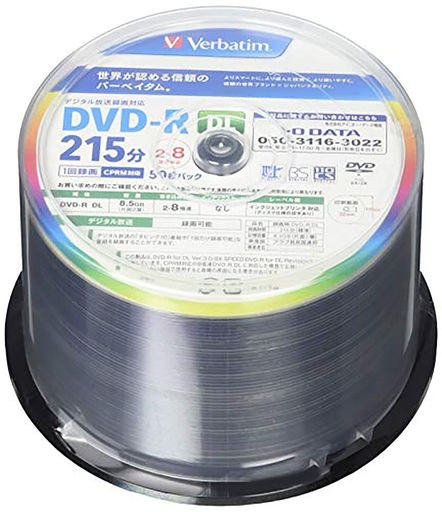 バーベイタムジャパン(VERBATIM JAPAN) 1回録画用 DVD-R DL CPRM 215分 50枚 片面2層 2-8倍速 VHR21HP50V1FFP [フラストレーションフリーパッケージ