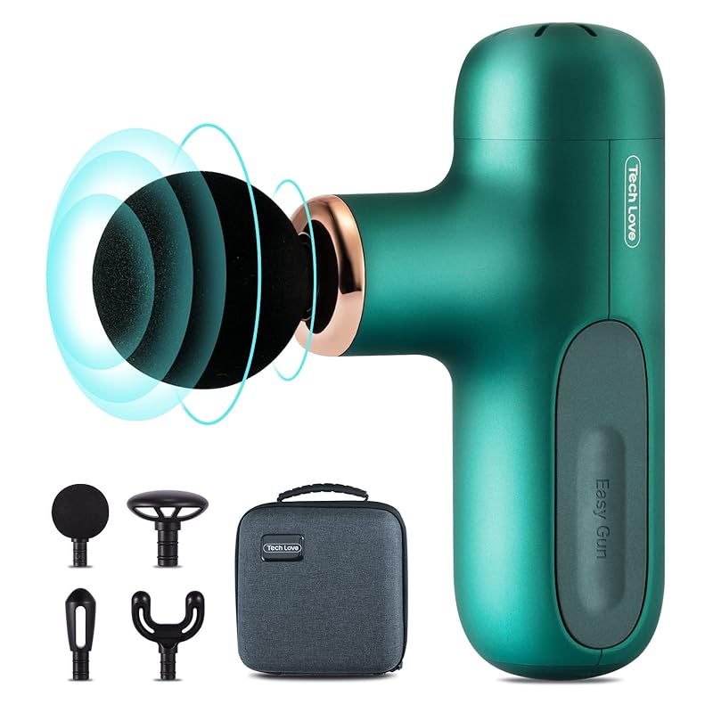 Techlove CuteX リラクゼーション器 軽量415g 5段階強度調整 強力振動 4時間連続使用 小型 ミニ 静音 4個アタッチメント 収納ケース 日本語取扱説明書付き 一年メーカー保証 誕生