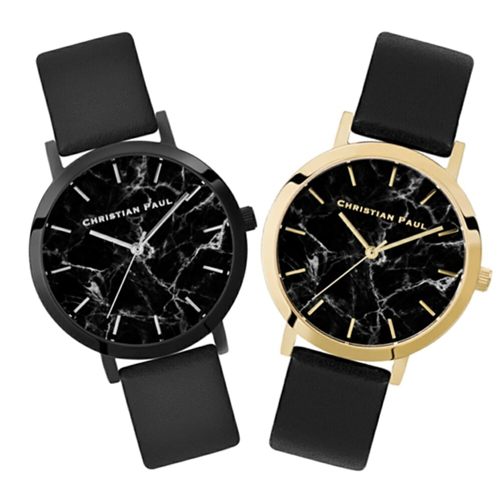 日本正規品 クリスチャンポール ペアウォッチ ペア 腕時計 手表 同じサイズ ブラック 革ベルト レザー カップル お揃い プレゼント ペア腕時計 大人 両親 夫婦 誕生日 結婚式 結婚記念日 プレゼ