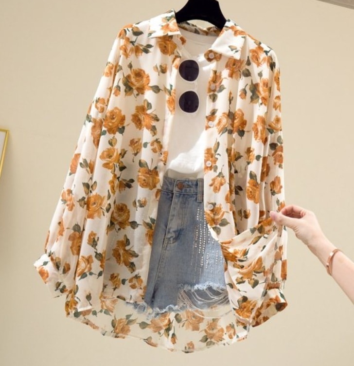 トップス デート モテアイテム シャツ ブラウス 総柄 シースルー シフォン 可愛い きれいめ 上品 おしゃれ かっこいい 可愛い ラブリー キュート ガーリー クール モード系 セクシー