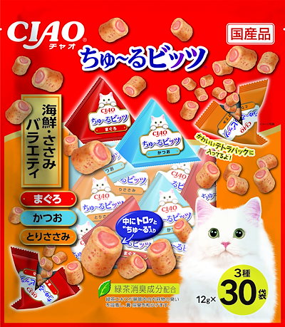 他サイト： チャオ (CIAO) ちゅ~るビッツ 海鮮・ささみバラエティ 12g×30袋 猫用おやつの商品画像