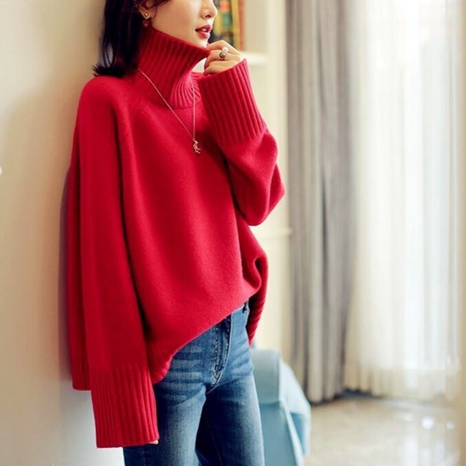 トップス ニットソー セーター 袖あり 長袖 ボリューム袖 萌袖 ハイネック タートルネック 襟なし ケーブルニット リブニット 編み込み ニット かわいい 大人可愛い きれいめ シンプル 大人 上品