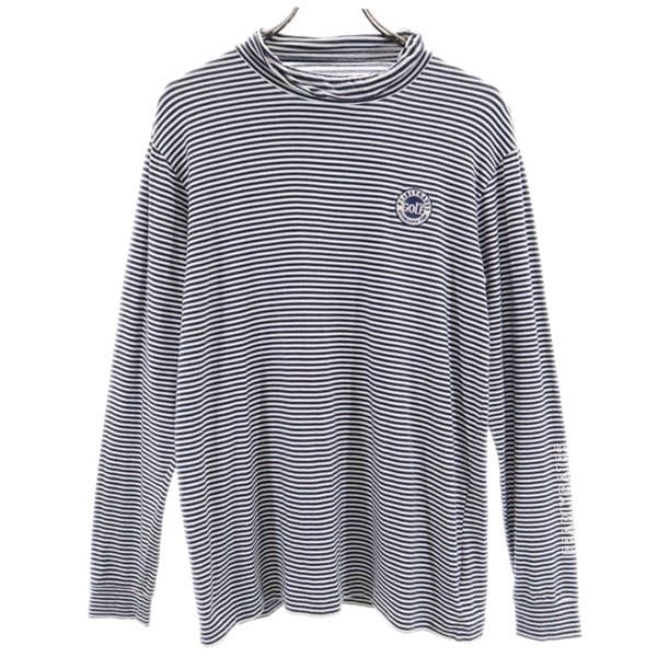 日本製 ボーダー ゴルフ 長袖 Tシャツ 4 ネイビー系 ロンT メンズ