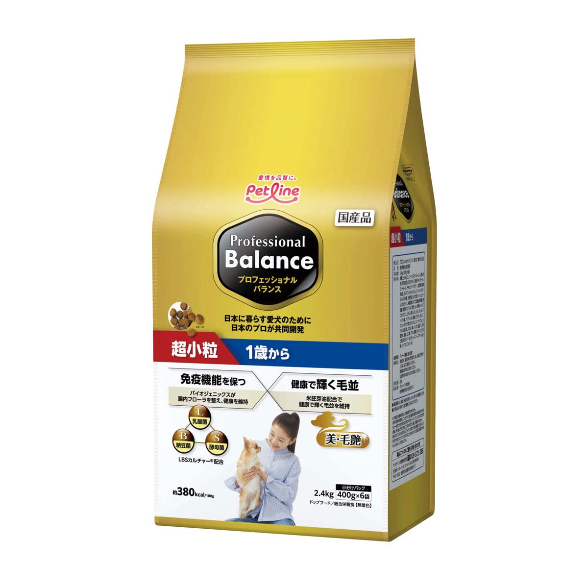 【最安値挑戦中】 ペットラインプロバラ プロフェッショナル・バランス 超小粒 1歳から 2.4kg（400g×6袋）