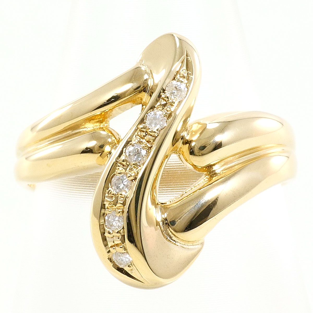 K9 9金 YG イエローゴールド リング・指輪 10号 ダイヤモンド 0.05ct 総重量約2.5g 中古
