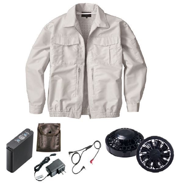 KU92130空調服 混紡 スペーサー一体 FAN2200B/長ケーブル/LIPRO2 銀 5L