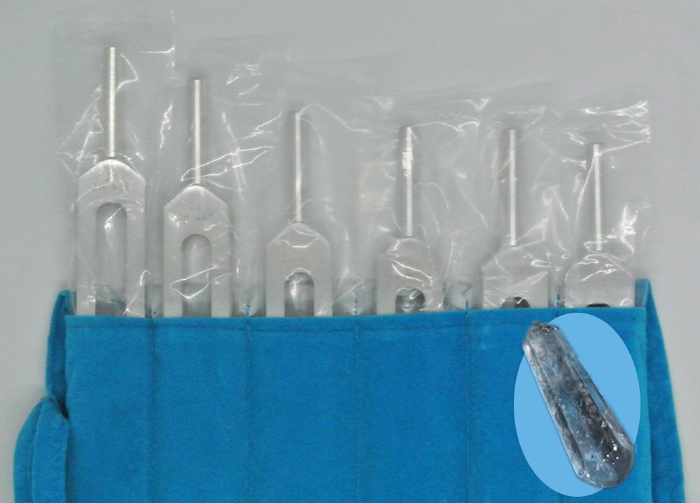 ソルフェジオ チューナー 音叉 6本セット クリスタルワンズ（音叉を鳴らす水晶）/クッションポーチ/日本語説明書付き　バイオソニックス社正規品 BIOSONICS Solfeggio Tuners