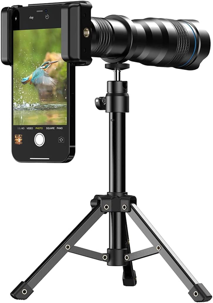 HD36倍望遠レンズ 新型なクリック付き単眼鏡 高倍率 ズームレンズ 望遠鏡 スマホレンズ 携帯レンズ 金属製の三脚付き 収納バック付き フォン用カメラレンズ 調整可能 iphone
