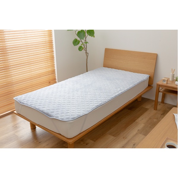 mofua プレミアムマイクロファイバー敷パッド K（キング） スモークブルー