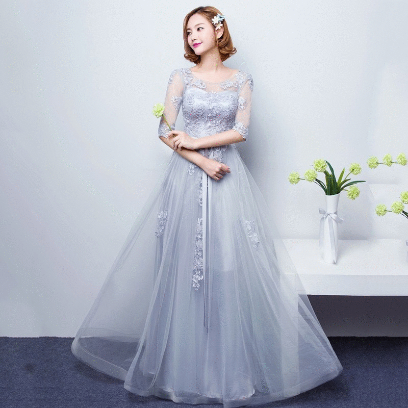 [即納] [ロングドレス] artaud Aラインドレス グレー S M L XL XXL 結婚式 パーティードレス ドレス ワンピース 二次会 ロングドレス 大きいサイズ ミモレ丈 ロング丈