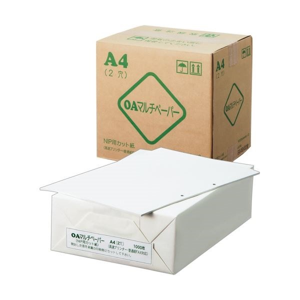 （まとめ）日本製紙 OAマルチカットペーパー A4長辺 2穴 OAマルチ A4 2H 1箱(3000枚:1000枚3冊) 2セット