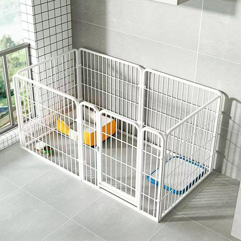 スチール製ペットサークル 室内外兼用 DIY接続式 簡単組み立て 工具不要 120cm×60cm×60cm 白