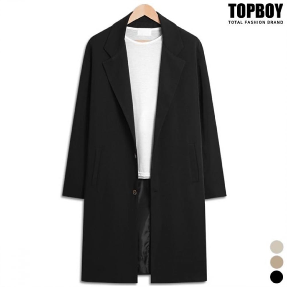 (TOPBOY) ソリッドツーボタンオーバーフィットロングシングルコート (MP004)