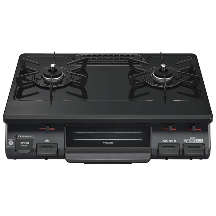ガスコンロ 60cm 水無し片面焼グリル 右強火力 プロパンガス用 ブラック KG67BKR-LPG