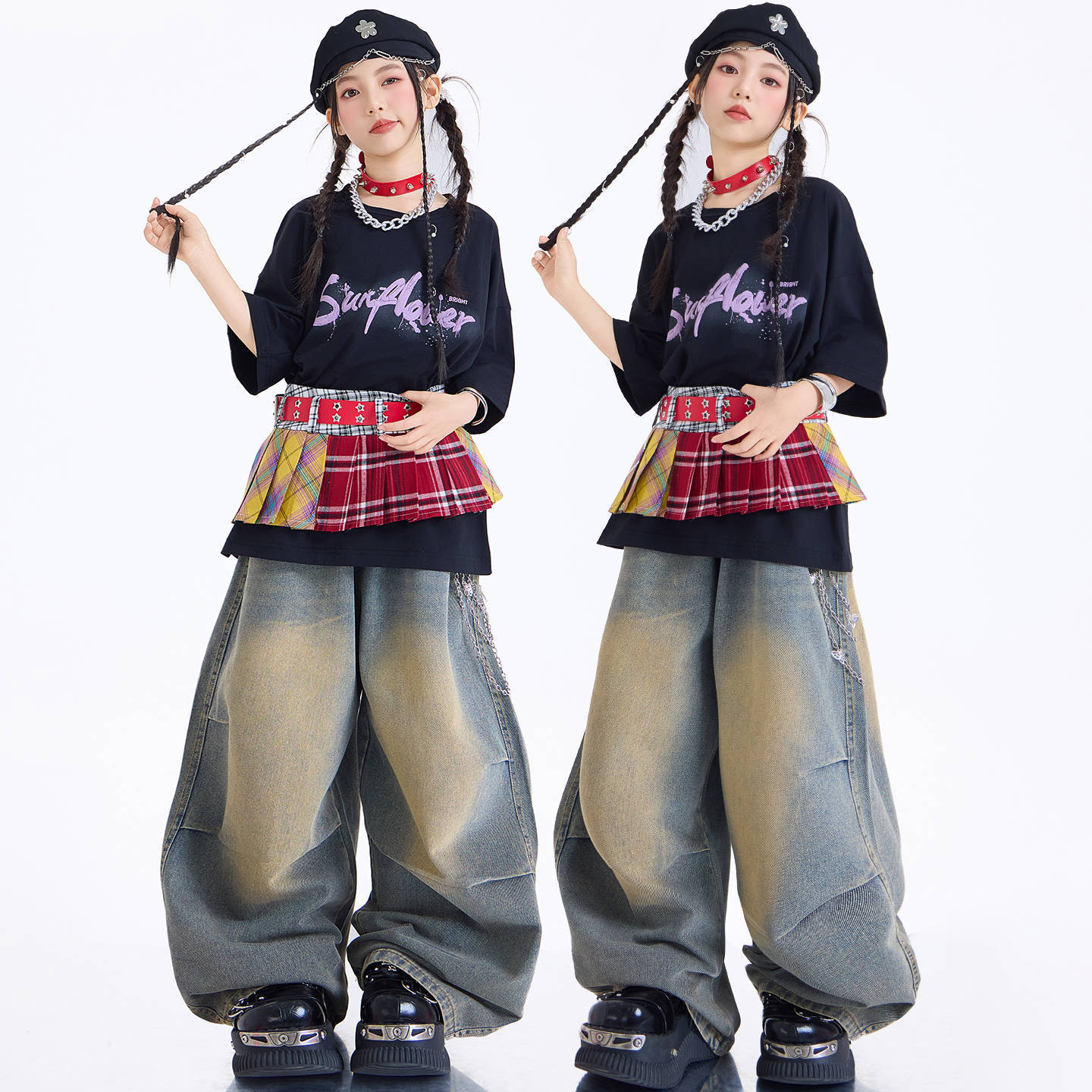 男女兼用 ジャージ セットアップ ジャズダンスガールズコスチューム新作女子グループ向けクールでセクシーなストリートダンス子供用パフォーマンス衣装女の子向けファッショナブルなジャズパフォーマンストレ