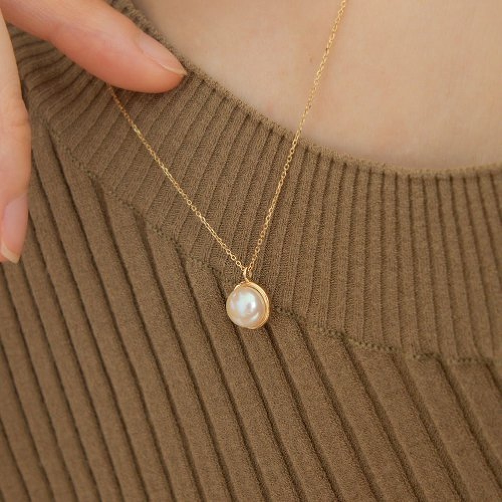 LUNNE 14k 淡水パールベゼルネックレス (14k ゴールド) #LFN11-レビュー Musinsa 35,114円