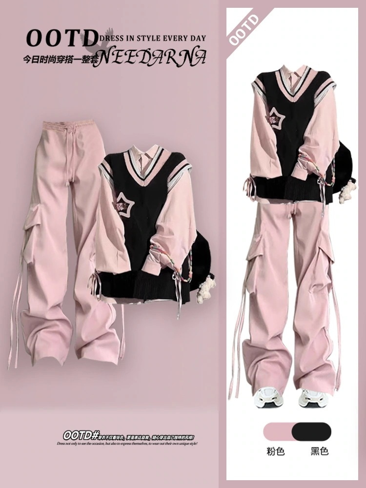 【送料無料】初秋の韓国風ドーパミンシャツベスト新作レディース韓国風と生意気なオーバーオールスーツ 5,425円