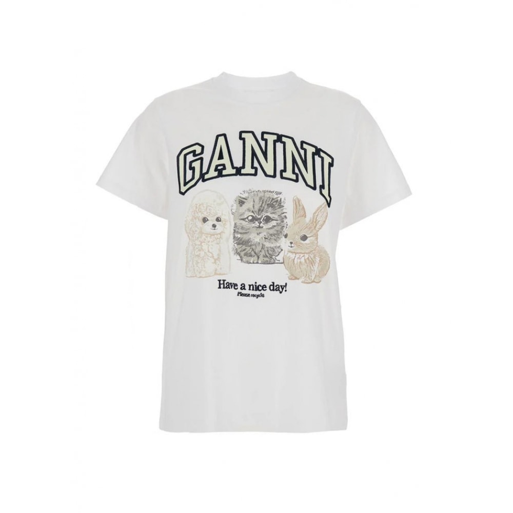 ガニ 25FW アニマルプリント Tシャツブライトホワイト T4237 151