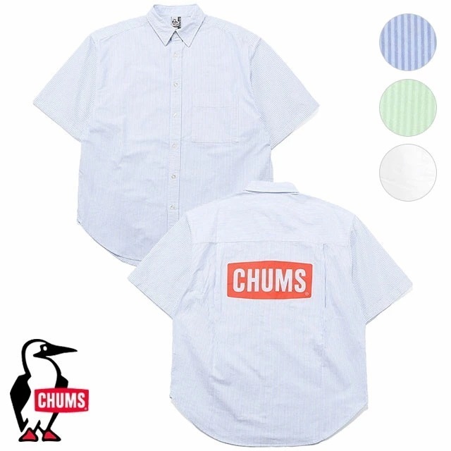 メンズ オーバーサイズドチャムスロゴオックスフォードショートスリーブシャツ [CH02-1211] Oversized CHUMS Logo OX S/S Shirt トップス 半袖シャツ
