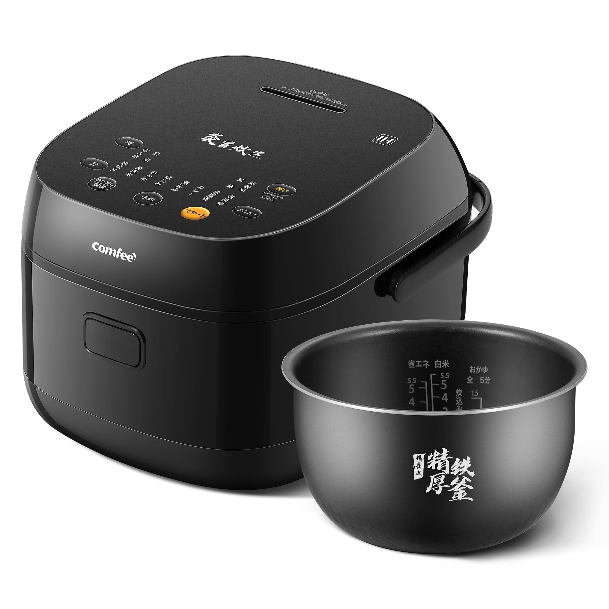 COMFEE 炊飯器 5.5合炊き IH式 一人暮らし 2人暮らし 炊飯ジャー 1~6人用 12種類の調理メニュー付き 炎旨炊き 早炊き 最短25分炊飯 低温調理 玄米 雑穀米 保温12時間 予約機能