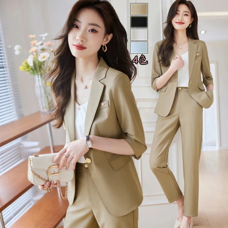 洗える ジャケット+パンツ+ベスト 3点セット 5分袖 レディース ママ ビジネススーツ リクルートスーツ フォーマル オフィス 卒園式 入園式 セットアップ 面接事 務服 制服 カジュアル 通勤OL