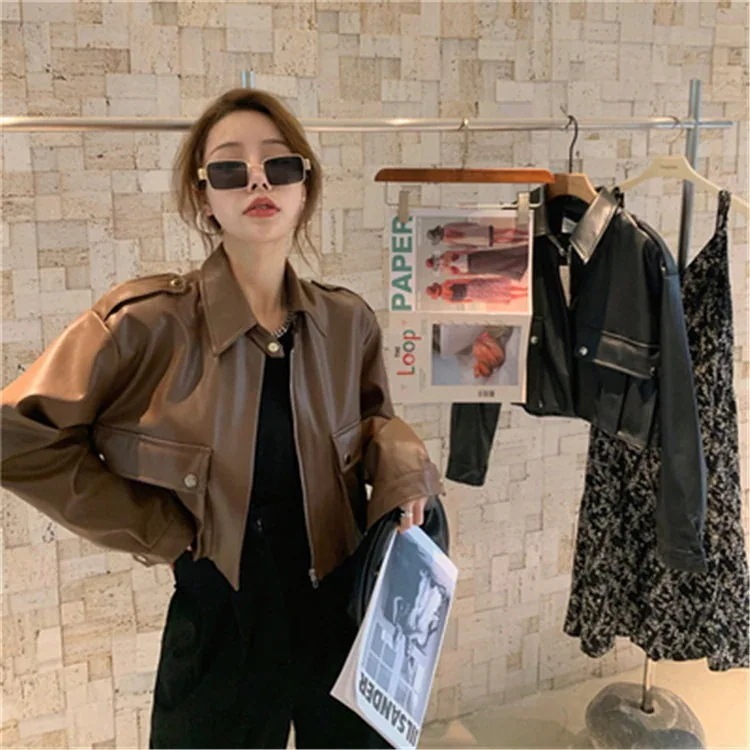 トップス ジャケット ファッション スタイル ショートスタイル 今だけお試し韓国ファッション オートバイ ジャケット PUレザー 長袖 レディース レトロ
