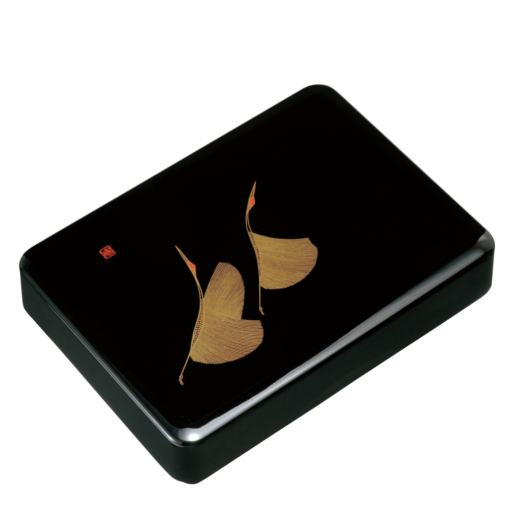 11寸加伏文庫 吉祥鶴 金蒔絵内梨子地塗A4判 文箱 紀州漆器 黒 おしゃれ