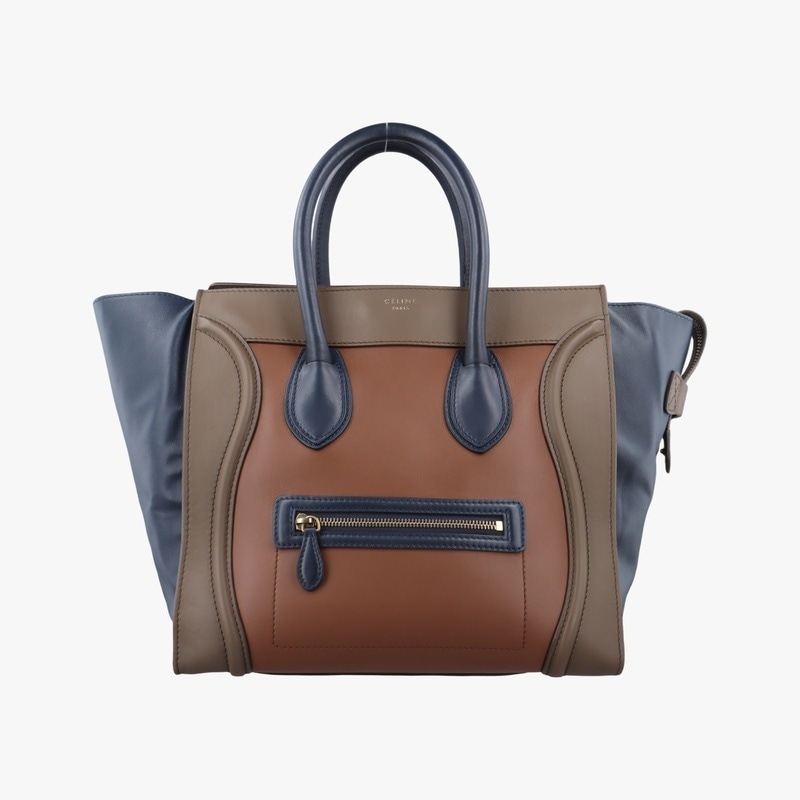 ラゲージミニショッパーブラウンｘブルーｘカーキレザーW-AT-0172 W-MM-0172中古 33,800円