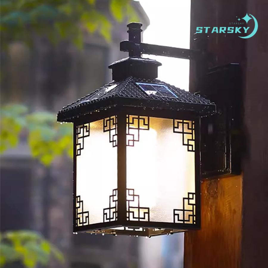 壁掛けソーラーライト LED 和風　屋外 おしゃれ 明るい　ソーラーと電線　両用式　防水 防雨 耐用性 ガーデンライト 省エネ 耐久性　ガーデン 庭 外灯 玄関