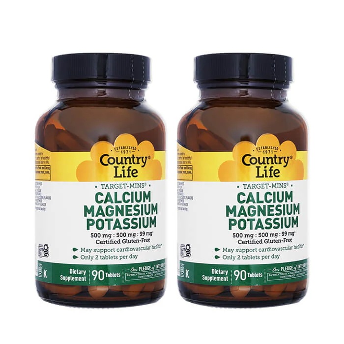カントリーライフ カルシウム・マグネシウム・ポタシウム 90錠 2本 CountryLife Calcium Magnesium Potassium　海外直送日時指定不可　ヤマト国際便発送