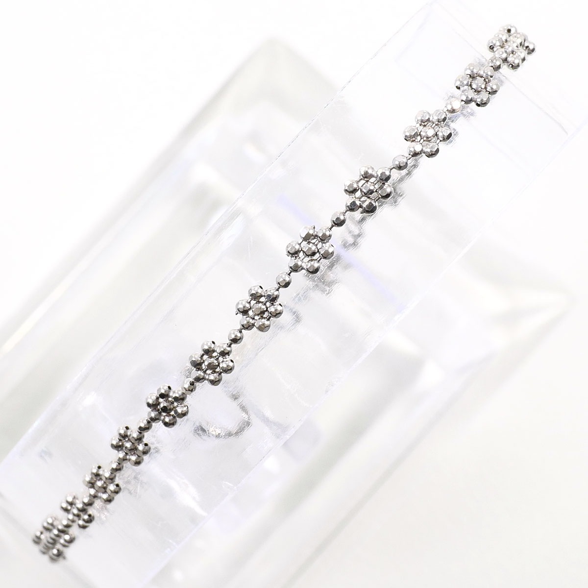 K18 18金 WG ホワイトゴールド ブレスレット 総重量約2.1g 約18cm ジュエリー 中古