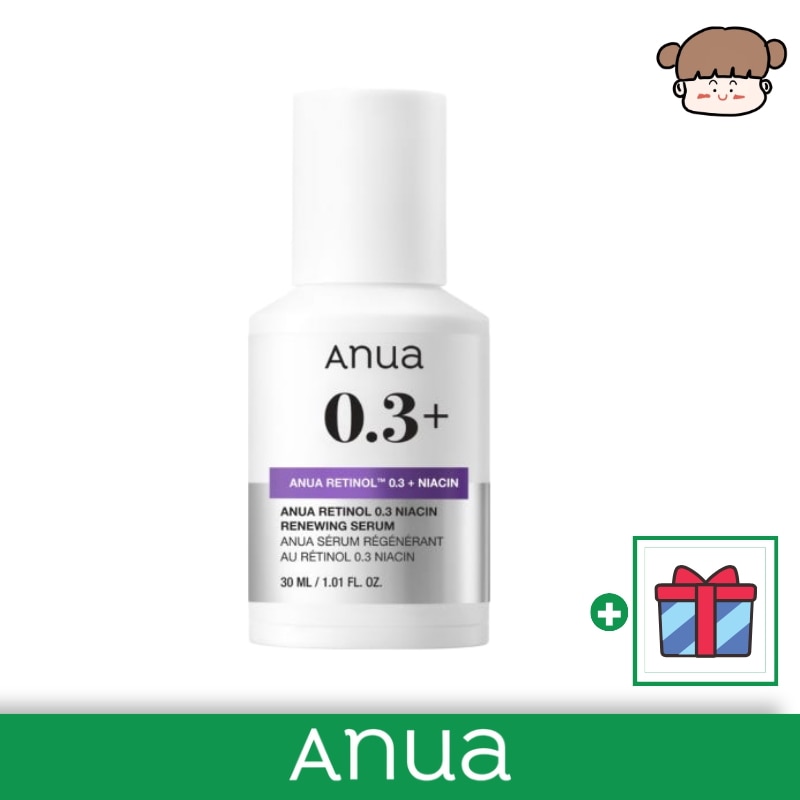 Anua レチノール0.3 ナイアシンリニューイングセラム30ml／毛穴ケア シワ改善 ハリ美容液 弾力ケア たるみケア 肌再生 肌キメ 低刺激レチノール 敏感肌 エイジングケア フェイスライン