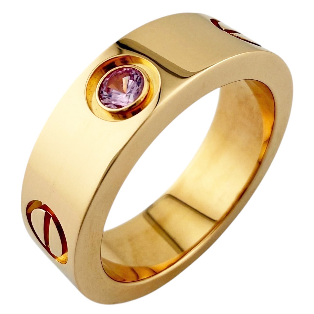カルティエ ラブ リング 指輪 10号 18金 K18ピンクゴールド ピンクサファイア CARTIER 中古 美品