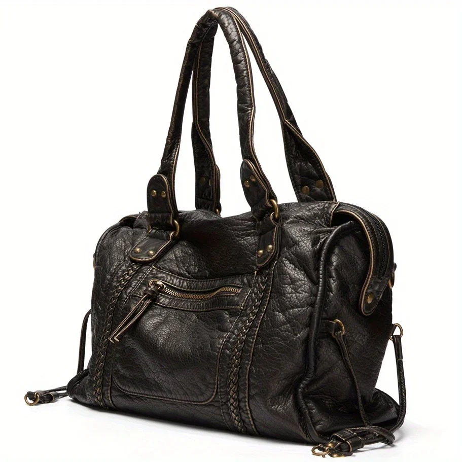 オートバイ用ソフトレザーレトロバッグ,ショルダーバッグ,大容量トートバッグ,y2k