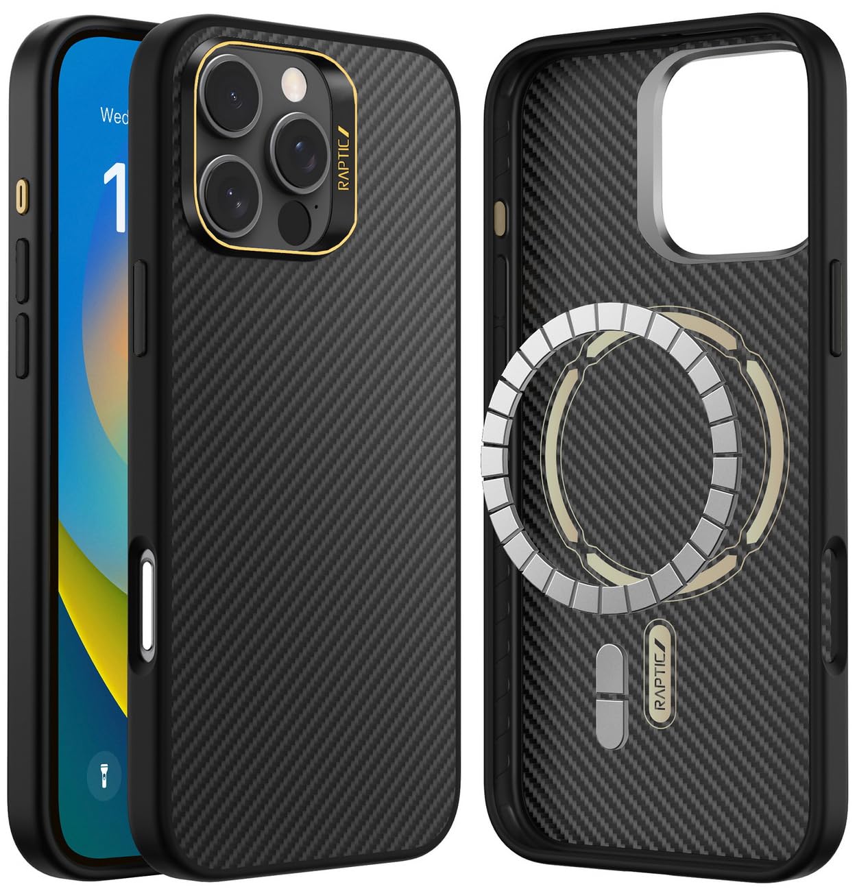 【RAPTIC】 iPhone 16 Pro 対応 ケース MagSafe 対応 カーボン 調 アラミド繊維 薄型 軽量 スマホケース マグセーフ 耐衝撃 スマホカバー [ iPhone16Pro ア