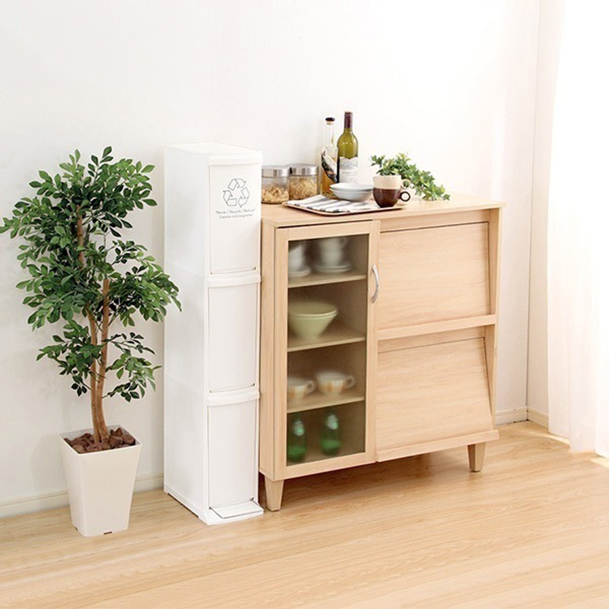 縦型分別ダストボックスCocod-ココド- 3段 スリム 省スペース フタ付き フットペダル ゴミ箱