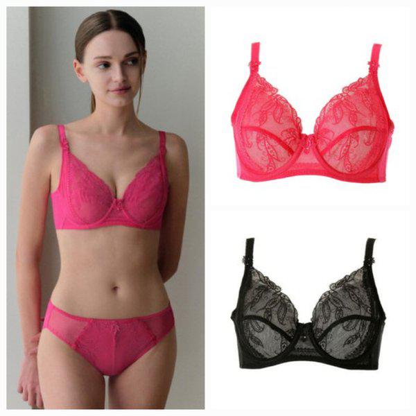 ブラックラベル)胸が小さく見えるモダンレース薄手ブラVBRB745Dカップ