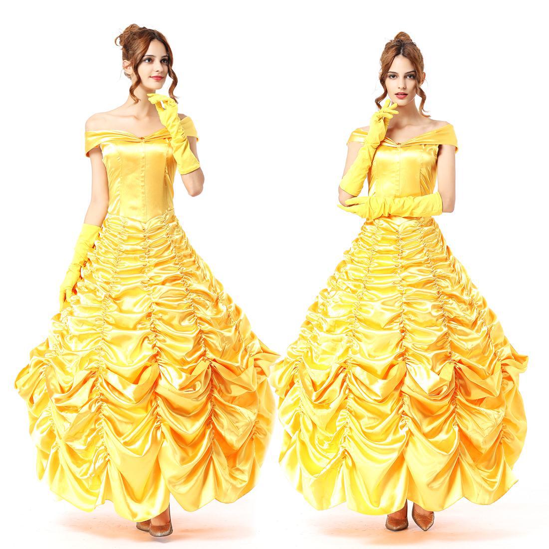 おとぎ話のイエロープリンセスベル ラ ベル ドレス 衣装 コスプレ 美女と野獣 プリンセス コスチューム 大人 レディース ハロウィン 仮装 成人 コス 衣装限定版 30% オフ