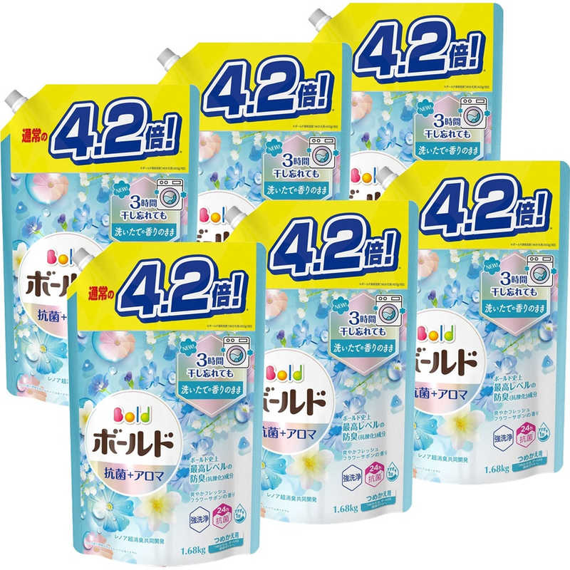 P＆G　(ケース販売)ボールドジェル 爽やかフレッシュフラワーサボンの香り つめかえ用 ウルトラジャンボサイズ 1680g×6個 5,460円