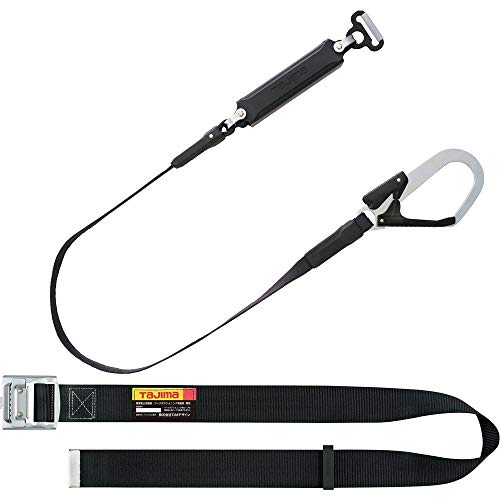 タジマ 新規格安全帯 胴ベルト型平ロープランヤード*胴ベルトMサイズ(長さ125cm)セット品 平ロ