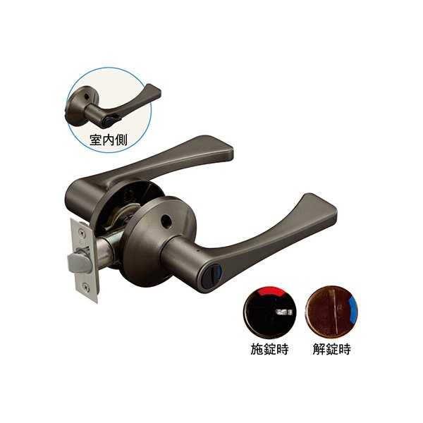 マツ六 7010042 リフォーム用レバーハンドル錠 表示錠(トイレ用)