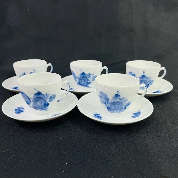 【中古】ロイヤルコペンハーゲン ブルーフラワー・カーブC&Sコーヒー 5組